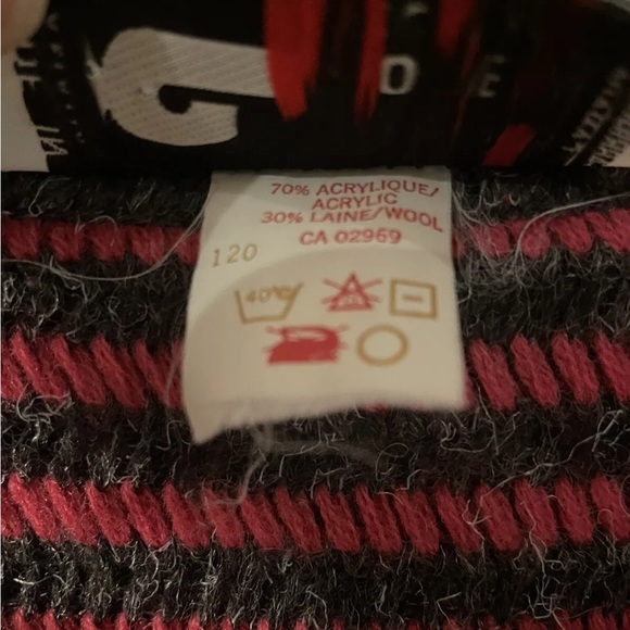 Vintage Cooper Monsieur Cardigan Wool Blend Grey Pink Stripes 80s Button Medium - Picture 6 of 8